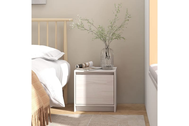 Nattbord hvit 40x30,5x40 cm heltre furu - Hvit - Møbler - Bord - Avlastningsbord - Sengebord & nattbord