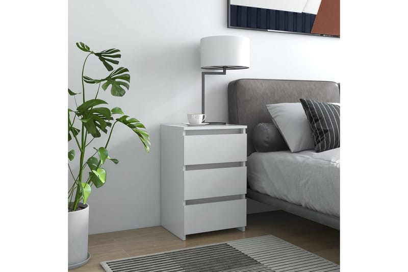 Nattbord hvit 40x35x62,5 cm sponplate - Hvit - Møbler - Bord - Avlastningsbord - Sengebord & nattbord