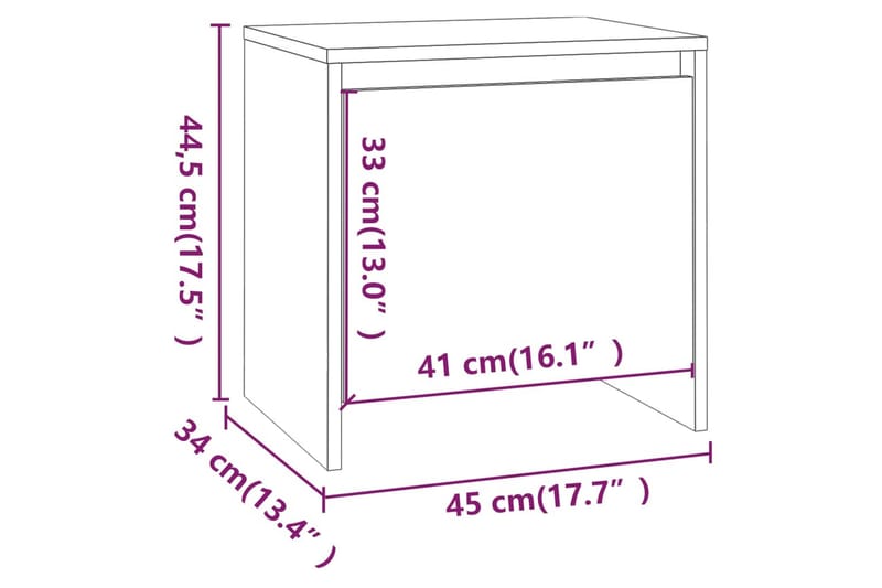 Nattbord hvit 45x34x44,5 cm sponplate - Hvit - Møbler - Bord - Avlastningsbord - Sengebord & nattbord