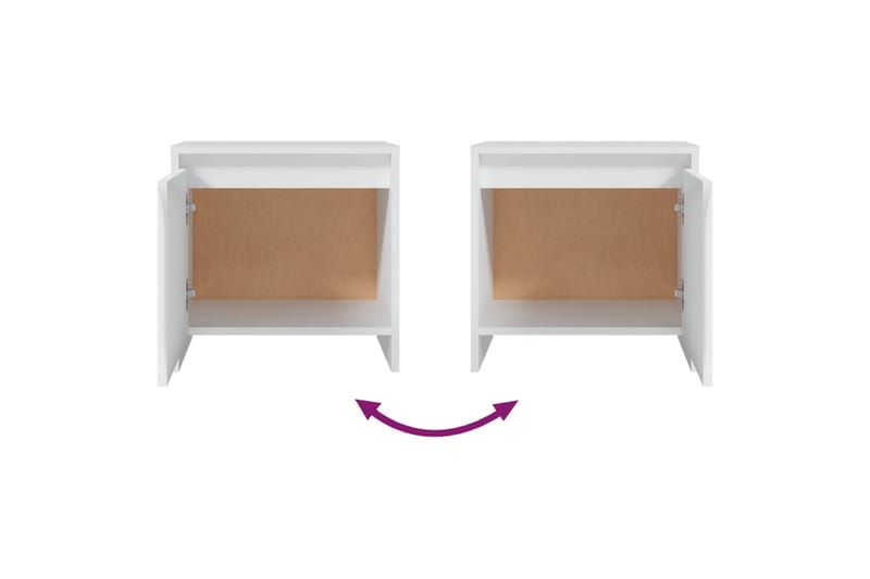Nattbord hvit 45x34x44,5 cm sponplate - Hvit - Møbler - Bord - Avlastningsbord - Sengebord & nattbord