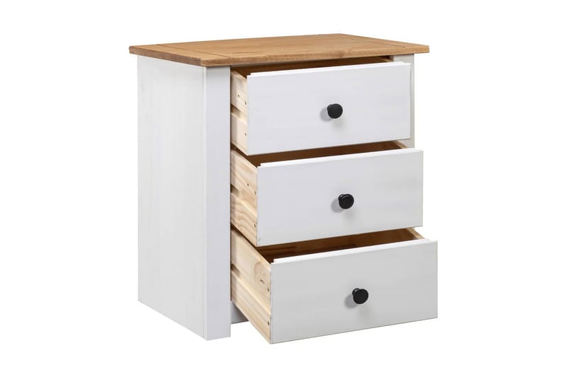Nattbord hvit 46x40x57 cm furu Panama Range - Møbler - Bord - Avlastningsbord - Sengebord & nattbord