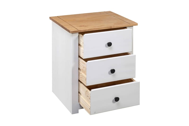 Nattbord hvit 46x40x57 cm furu Panama Range - Møbler - Bord - Avlastningsbord - Sengebord & nattbord