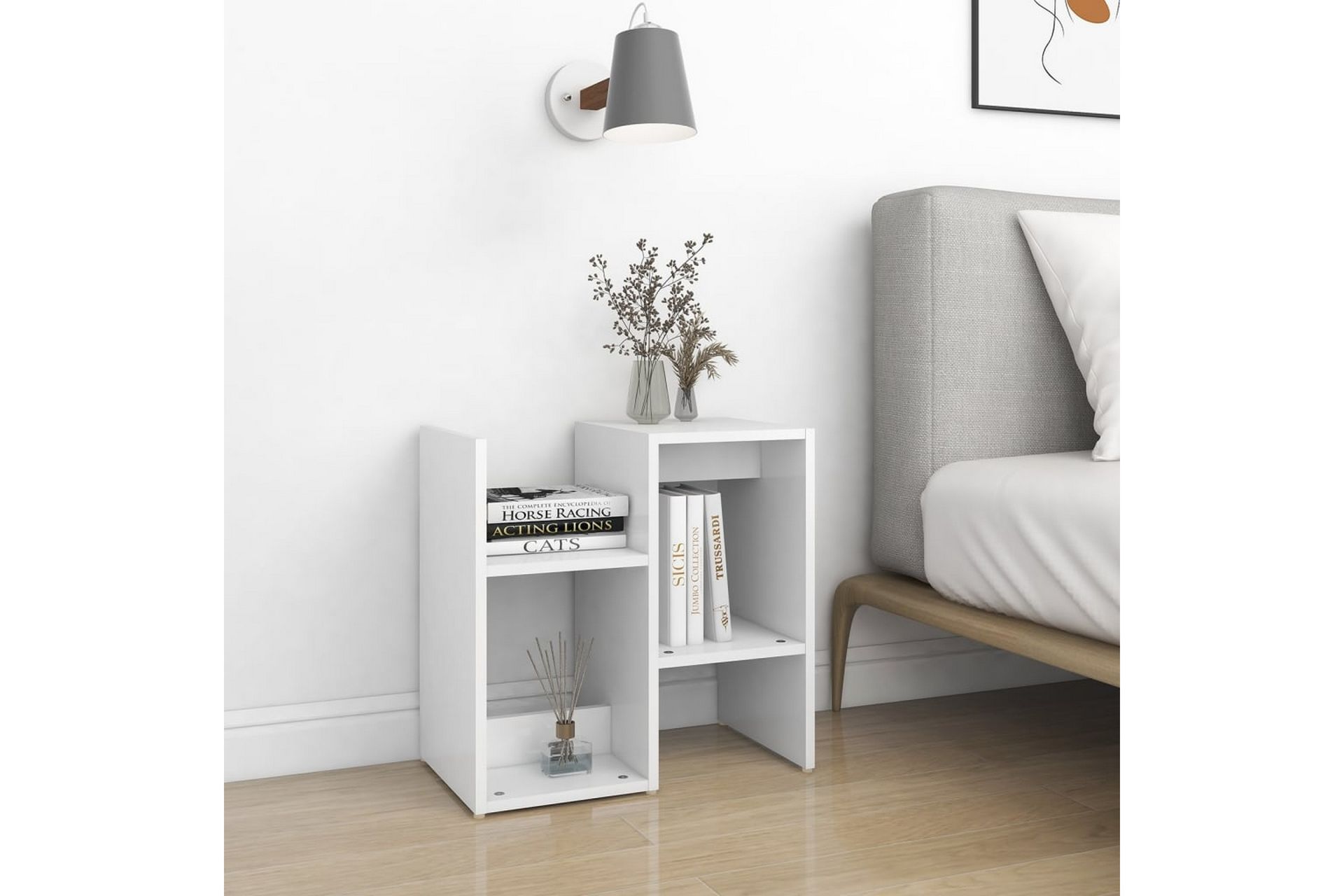 Nattbord hvit 50x30x51,5 cm sponplate - Hvit - Møbler - Bord - Avlastningsbord - Sengebord & nattbord