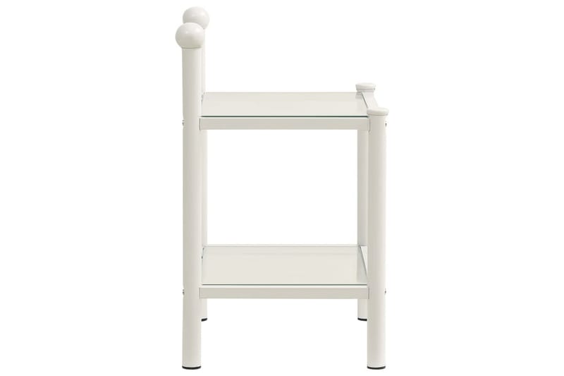 Nattbord hvit og gjennomsiktig 45x34,5x60,5 cm metall og gla - Møbler - Bord - Avlastningsbord - Sengebord & nattbord