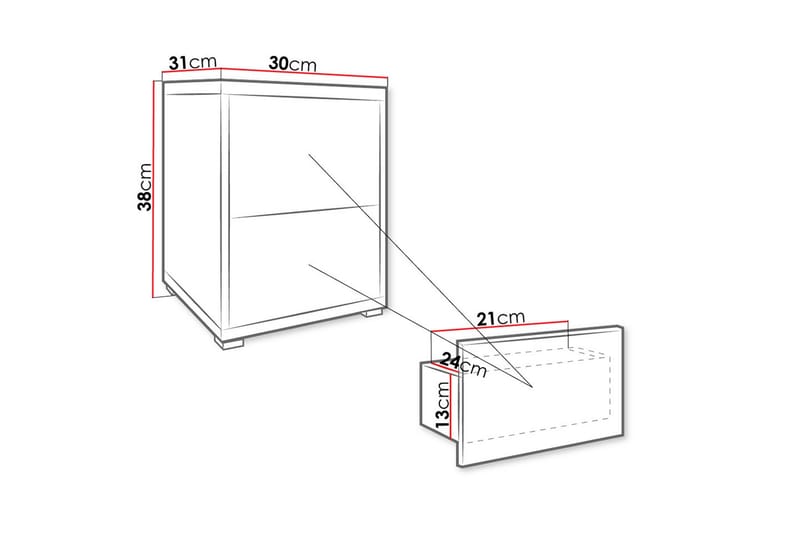 Nattbord - Hvit - Møbler - Bord - Avlastningsbord - Sengebord & nattbord