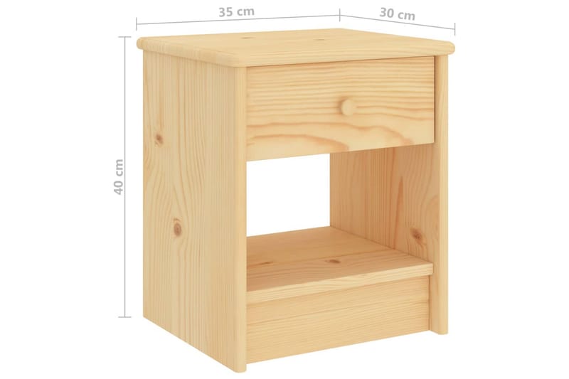 Nattbord lyst tre 35x30x40 cm heltre furu - Brun - Møbler - Bord - Avlastningsbord - Sengebord & nattbord