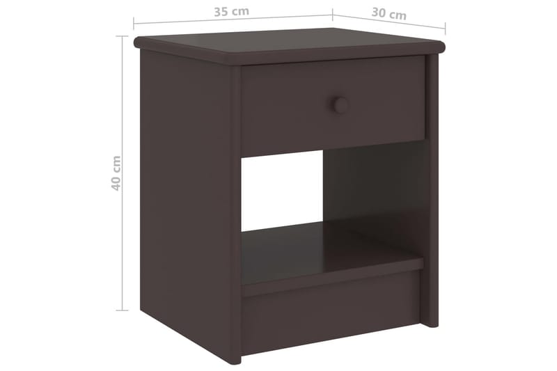 Nattbord mørkebrun 35x30x40 cm heltre furu - Brun - Møbler - Bord - Avlastningsbord - Sengebord & nattbord