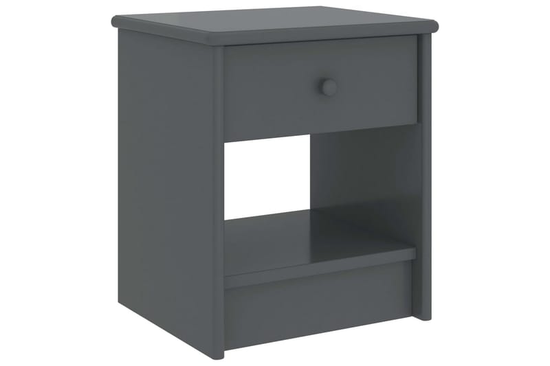 Nattbord mørkegrå 35x30x40 cm heltre furu - Grå - Sengebord & nattbord