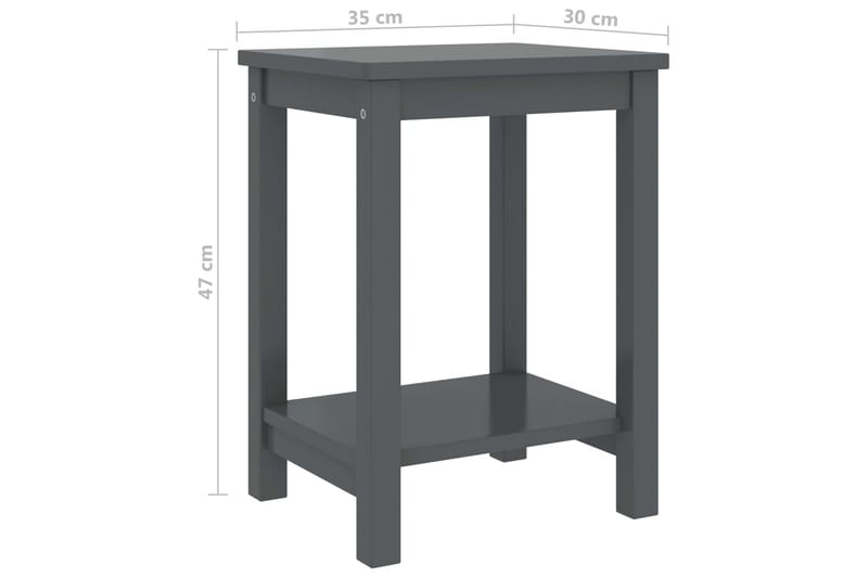 Nattbord mørkegrå 35x30x47 cm heltre furu - Grå - Sengebord & nattbord