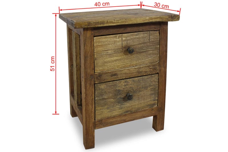 Nattbord massivt gjenvunnet tre 40x30x51 cm - Resirkulert Tre - Møbler - Bord - Avlastningsbord - Sengebord & nattbord