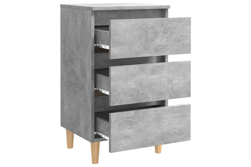 Nattbord med ben i heltre 2 stk betonggrå 40x35x69 cm - Grå - Sengebord & nattbord
