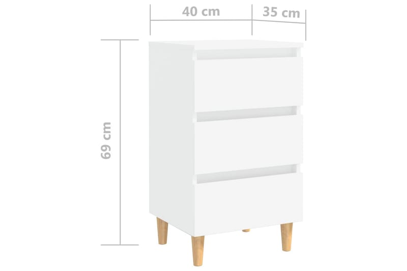 Nattbord med ben i heltre 2 stk hvit 40x35x69 cm - Hvit - Sengebord & nattbord