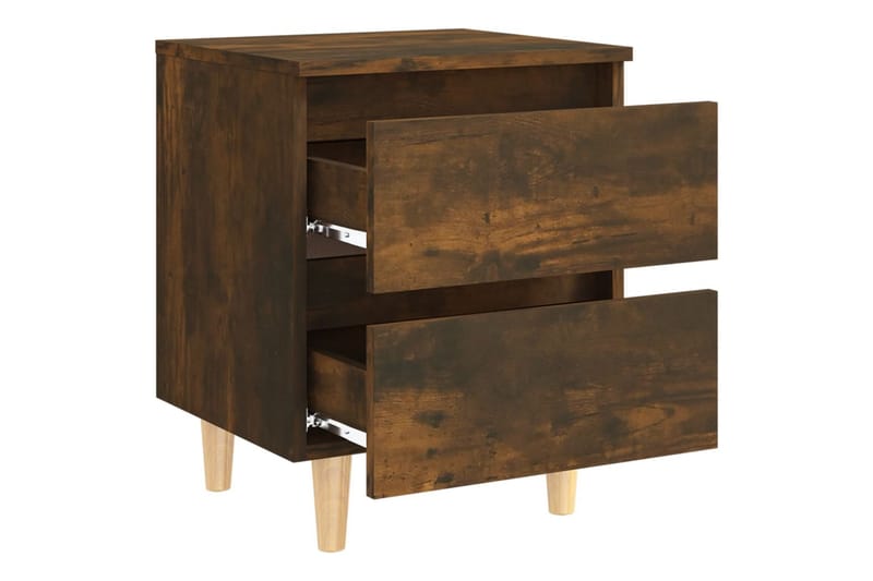 Nattbord med ben i heltre 2 stk røkt eik 40x35x50 cm - Brun - Møbler - Bord - Avlastningsbord - Sengebord & nattbord
