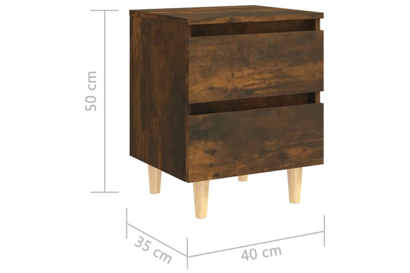 Nattbord med ben i heltre 2 stk røkt eik 40x35x50 cm - Brun - Sengebord & nattbord