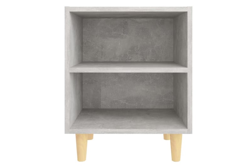 Nattbord med ben i heltre betonggrå 40x30x50 cm - Grå - Sengebord & nattbord