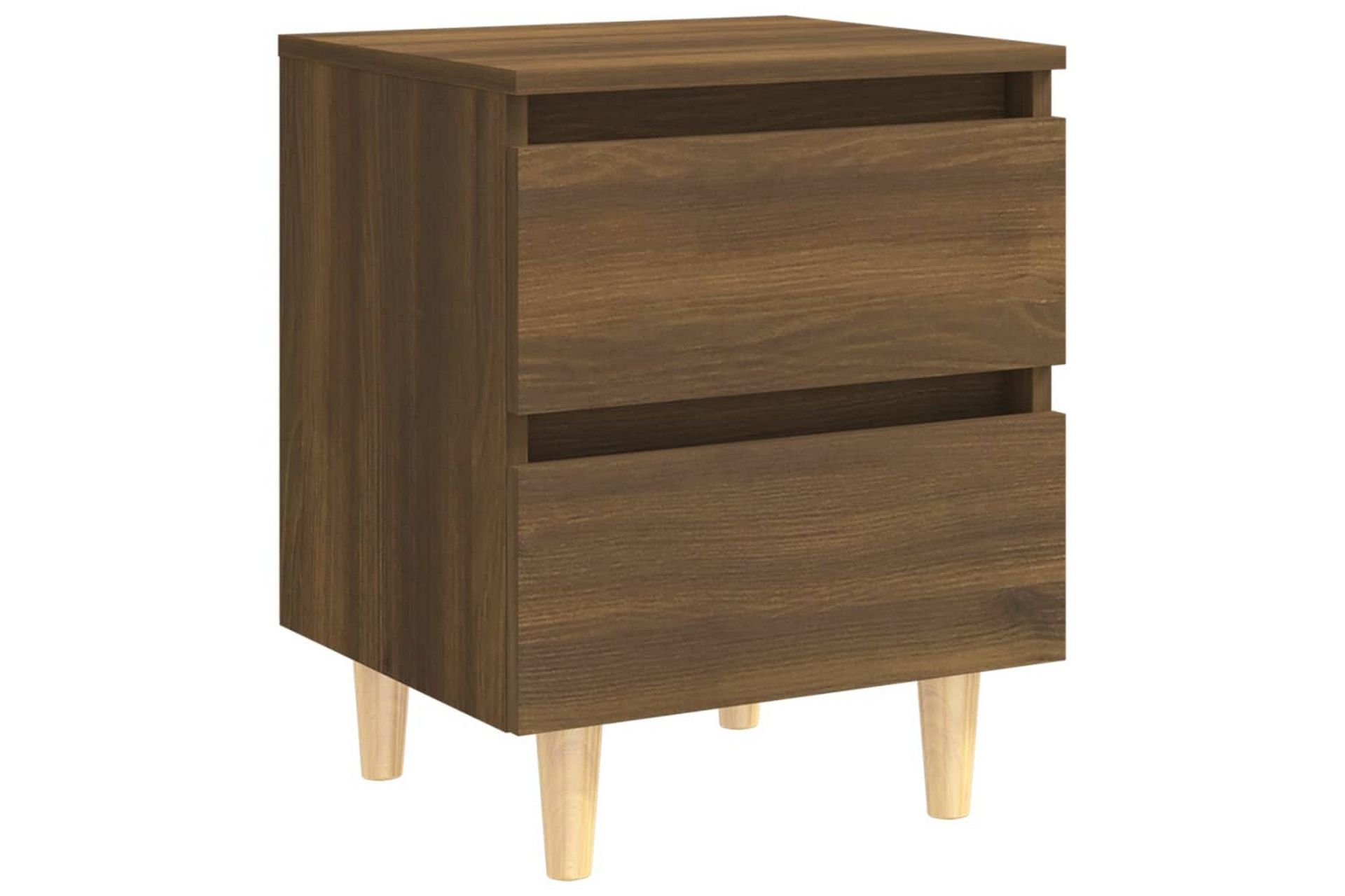 Nattbord med ben i heltre brun eik 40x35x50 cm - Brun - Møbler - Bord - Avlastningsbord - Sengebord & nattbord