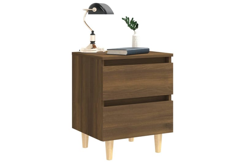 Nattbord med ben i heltre brun eik 40x35x50 cm - Brun - Møbler - Bord - Avlastningsbord - Sengebord & nattbord