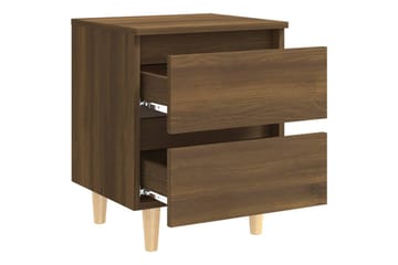 Nattbord med ben i heltre brun eik 40x35x50 cm - Brun - Møbler - Bord - Avlastningsbord - Sengebord & nattbord