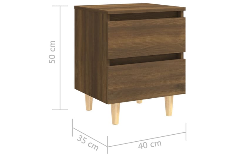 Nattbord med ben i heltre brun eik 40x35x50 cm - Brun - Sengebord & nattbord