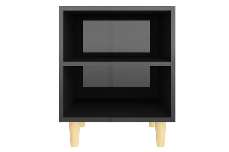 Nattbord med ben i heltre höyglans svart 40x30x50 cm - Svart - Møbler - Bord - Avlastningsbord - Sengebord & nattbord
