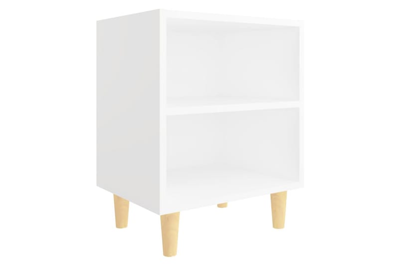 Nattbord med ben i heltre hvit 40x30x50 cm - Hvit - Møbler - Bord - Avlastningsbord - Sengebord & nattbord