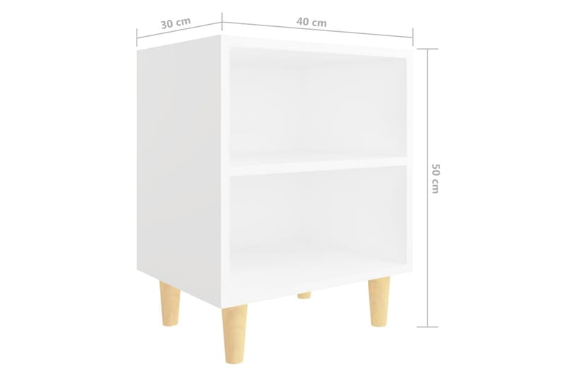 Nattbord med ben i heltre hvit 40x30x50 cm - Hvit - Møbler - Bord - Avlastningsbord - Sengebord & nattbord