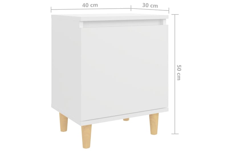Nattbord med ben i heltre hvit 40x30x50 cm - Hvit - Møbler - Bord - Avlastningsbord - Sengebord & nattbord