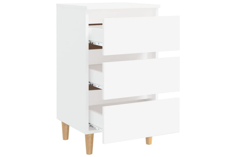 Nattbord med ben i heltre hvit 40x35x69 cm - Hvit - Møbler - Bord - Avlastningsbord - Sengebord & nattbord