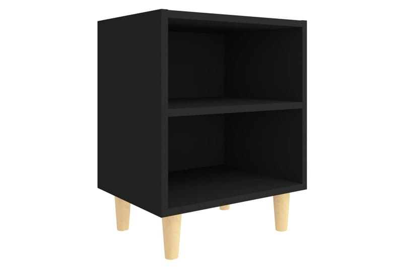 Nattbord med ben i heltre svart 40x30x50 cm - Svart - Sengebord & nattbord