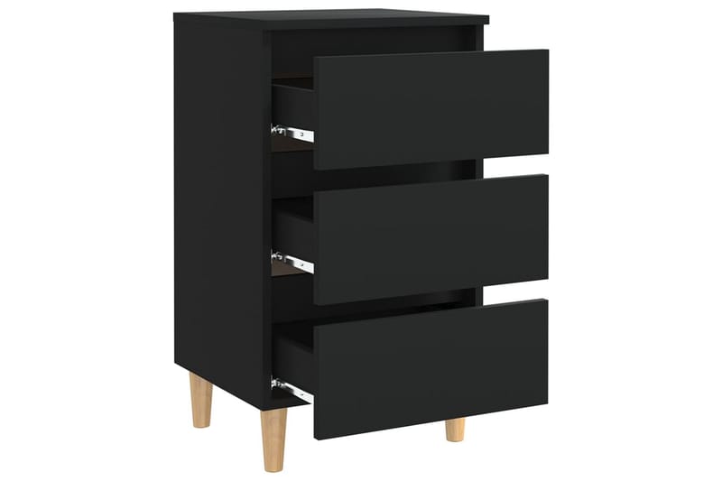 Nattbord med ben i heltre svart 40x35x69 cm - Svart - Møbler - Bord - Avlastningsbord - Sengebord & nattbord