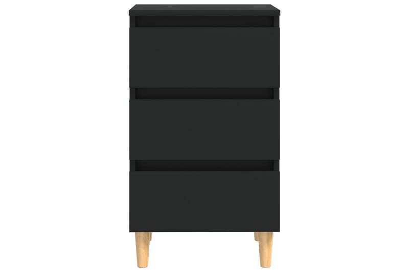 Nattbord med ben i heltre svart 40x35x69 cm - Svart - Sengebord & nattbord