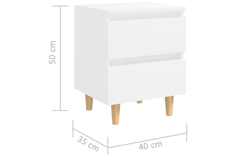 Nattbord med heltre furuben 2 stk hvit 40x35x50 cm - Hvit - Møbler - Bord - Avlastningsbord - Sengebord & nattbord
