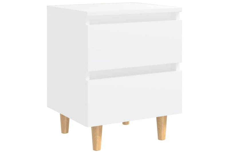 Nattbord med heltre furuben 2 stk hvit 40x35x50 cm - Hvit - Møbler - Bord - Avlastningsbord - Sengebord & nattbord
