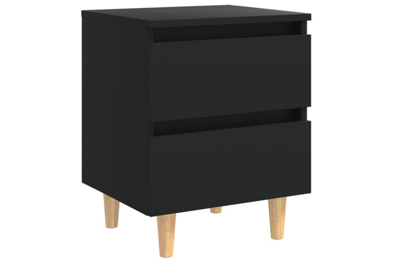 Nattbord med heltre furuben 2 stk svart 40x35x50 cm - Svart - Møbler - Bord - Avlastningsbord - Sengebord & nattbord