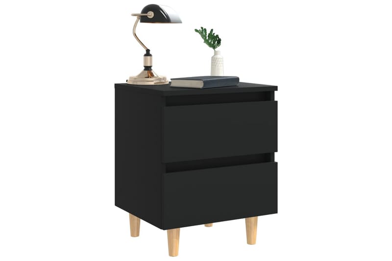 Nattbord med heltre furuben 2 stk svart 40x35x50 cm - Svart - Møbler - Bord - Avlastningsbord - Sengebord & nattbord