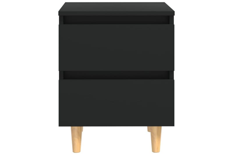 Nattbord med heltre furuben 2 stk svart 40x35x50 cm - Svart - Møbler - Bord - Avlastningsbord - Sengebord & nattbord