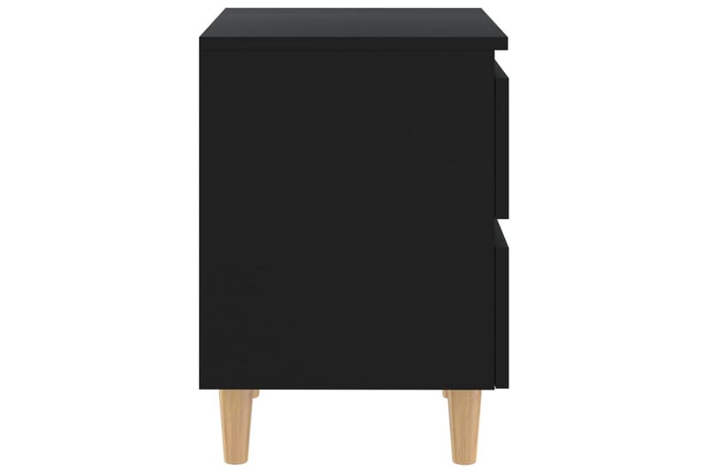 Nattbord med heltre furuben 2 stk svart 40x35x50 cm - Svart - Møbler - Bord - Avlastningsbord - Sengebord & nattbord