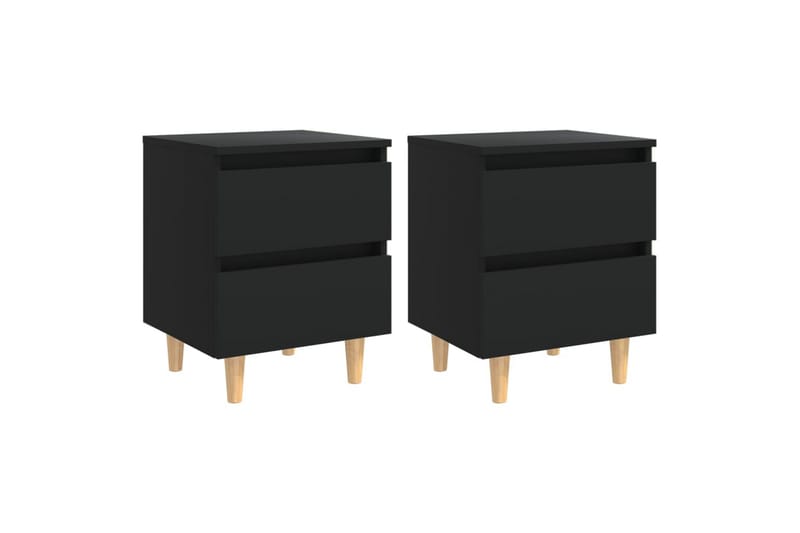 Nattbord med heltre furuben 2 stk svart 40x35x50 cm - Svart - Møbler - Bord - Avlastningsbord - Sengebord & nattbord
