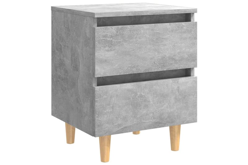 Nattbord med heltre furuben betonggrå 40x35x50 cm - Grå - Møbler - Bord - Avlastningsbord - Sengebord & nattbord