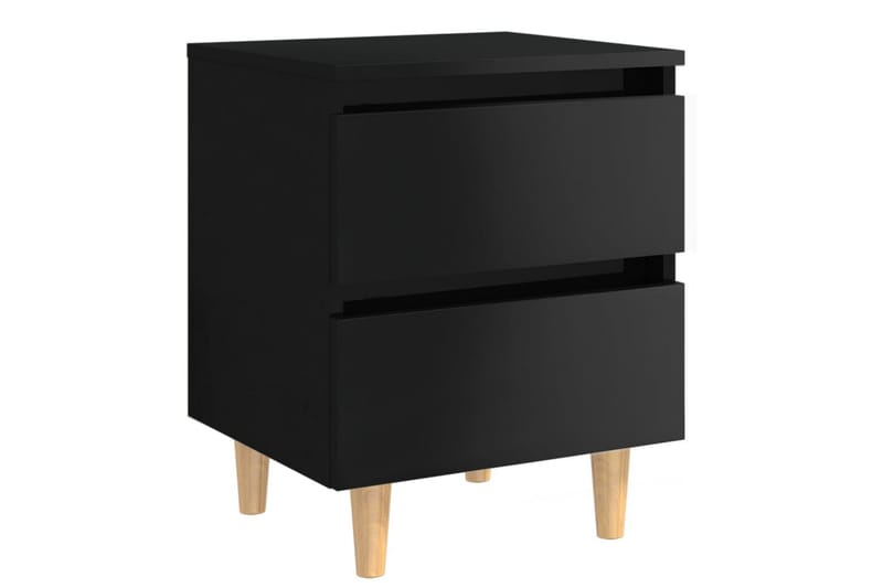 Nattbord med heltre furuben høyglans svart 40x35x50 cm - Svart - Møbler - Bord - Avlastningsbord - Sengebord & nattbord