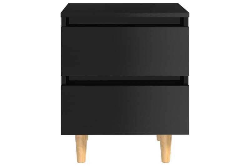 Nattbord med heltre furuben høyglans svart 40x35x50 cm - Svart - Møbler - Bord - Avlastningsbord - Sengebord & nattbord