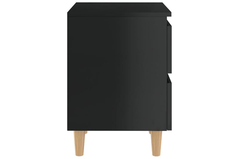 Nattbord med heltre furuben høyglans svart 40x35x50 cm - Svart - Møbler - Bord - Avlastningsbord - Sengebord & nattbord