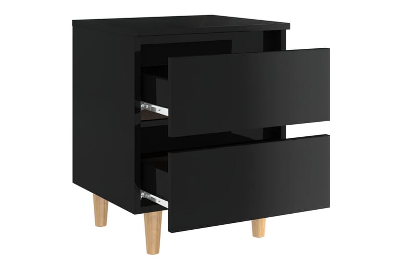 Nattbord med heltre furuben høyglans svart 40x35x50 cm - Svart - Møbler - Bord - Avlastningsbord - Sengebord & nattbord