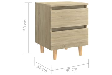 Nattbord med heltre furuben sonoma eik 40x35x50 cm - Brun - Møbler - Bord - Avlastningsbord - Sengebord & nattbord