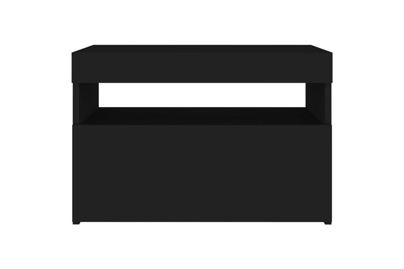 Nattbord med LED-lys svart 60x35x40 cm sponplate - Svart - Møbler - Bord - Avlastningsbord - Sengebord & nattbord