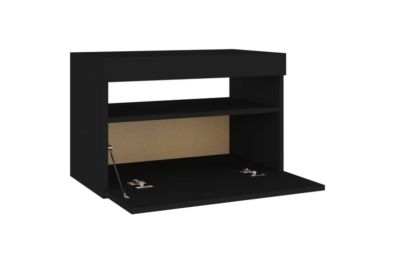 Nattbord med LED-lys svart 60x35x40 cm sponplate - Svart - Møbler - Bord - Avlastningsbord - Sengebord & nattbord