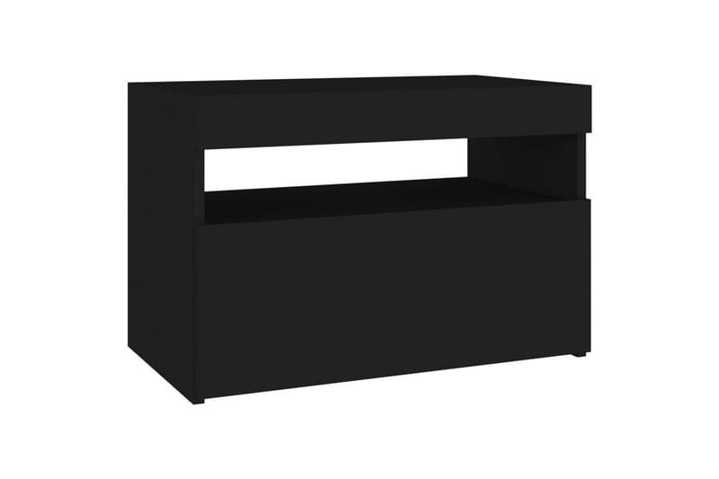 Nattbord med LED-lys svart 60x35x40 cm sponplate - Svart - Møbler - Bord - Avlastningsbord - Sengebord & nattbord
