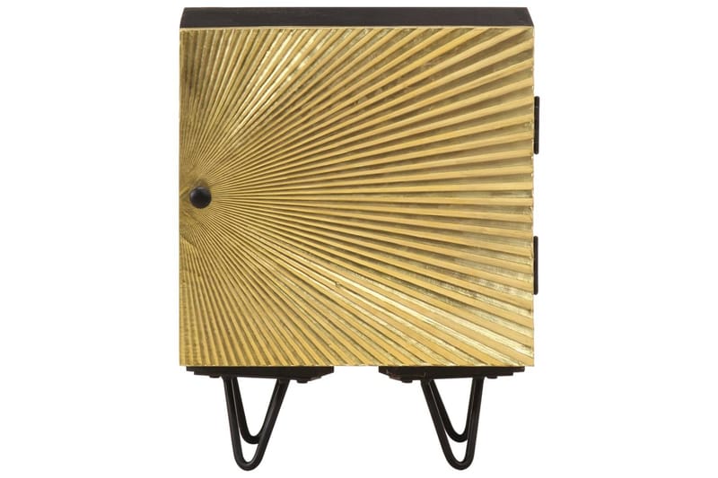 Nattbord med messingfront 40x30x50 cm heltre mango - Gull - Møbler - Bord - Avlastningsbord - Sengebord & nattbord