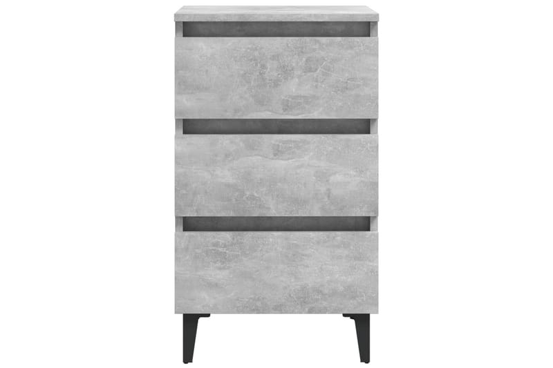 Nattbord med metallben 2 stk betonggrå 40x35x69 cm - Grå - Møbler - Bord - Avlastningsbord - Sengebord & nattbord