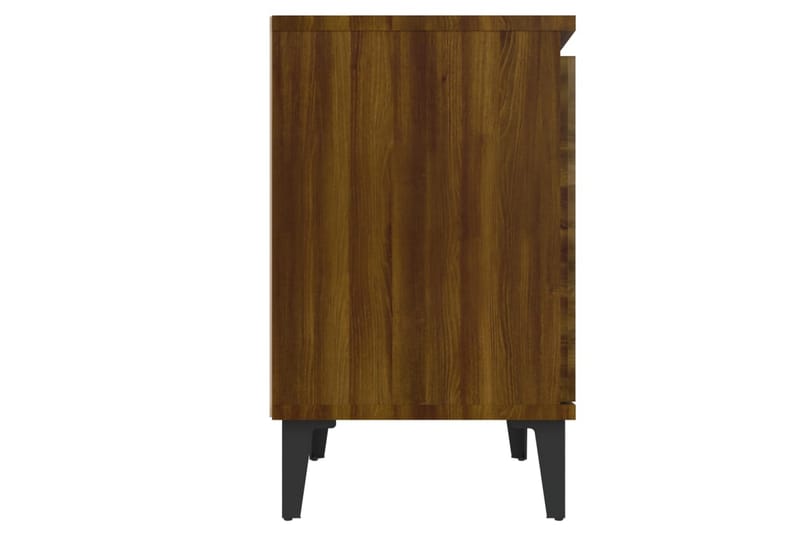 Nattbord med metallben 2 stk brun eik 40x30x50 cm - Brun - Sengebord & nattbord
